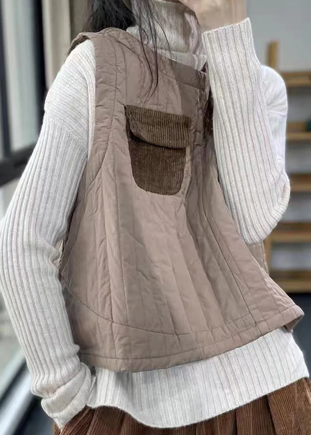 Vintage Collar Patchwork Cotton Vest
