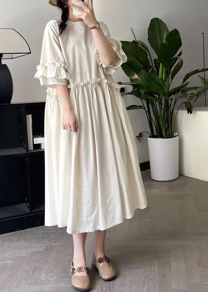 Loose Ruffle Short Sleeve Extra Long Dress