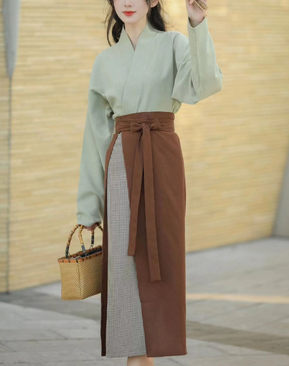 Elegant Patchwork Asymmetric Strappy Skirt