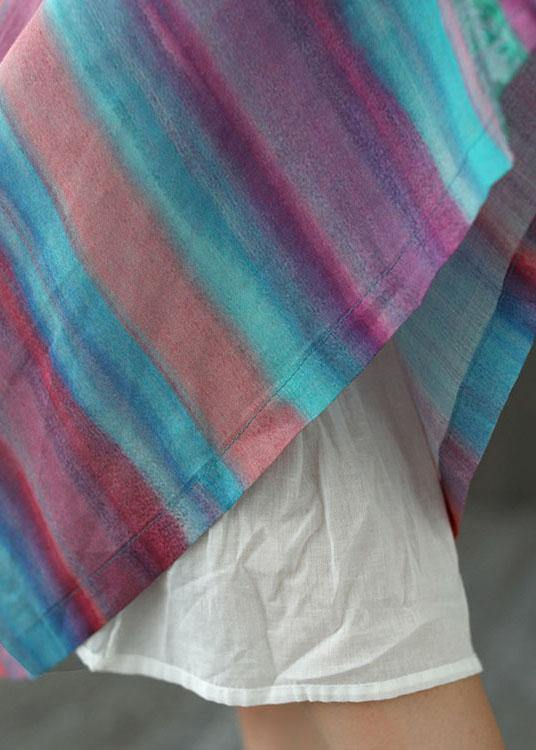 Vintage Color Blocking Ramie A-Line Skirt