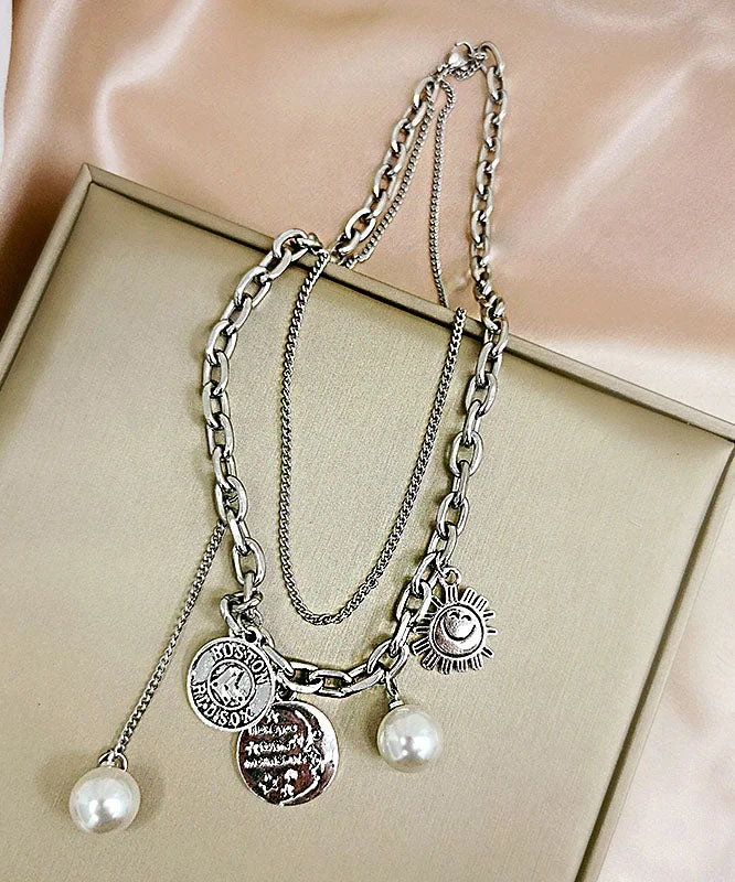 Fashion Gold Pearl Smiley Lasso Necklace