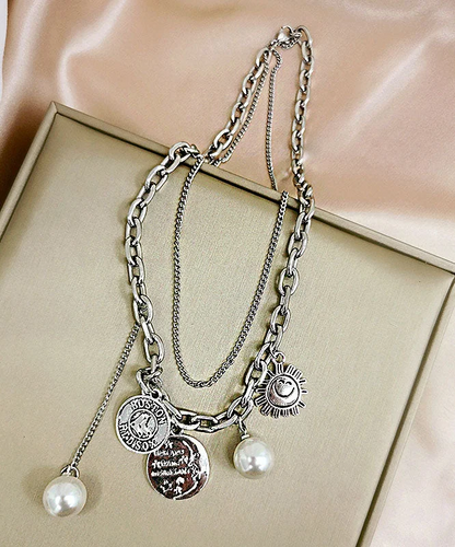 Fashion Gold Pearl Smiley Lasso Necklace