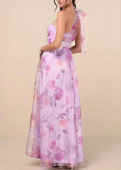 Light Purple Asymmetric Side Split Chiffon Sleeveless Party Dresses Holiday Party Holiday Dresses Dresses Long Dresses