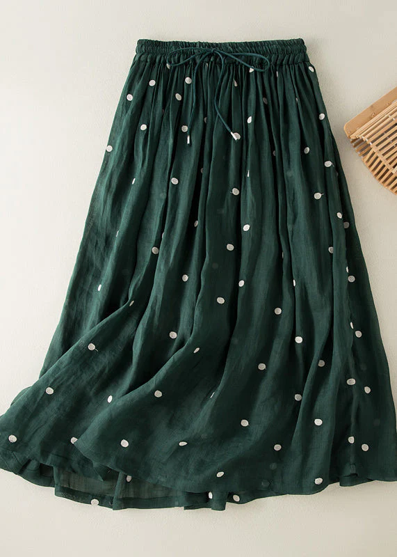 Women's Bohemian Apricot Dot Drawstring Elastic Waist Crinkled Cotton Halter Skirt