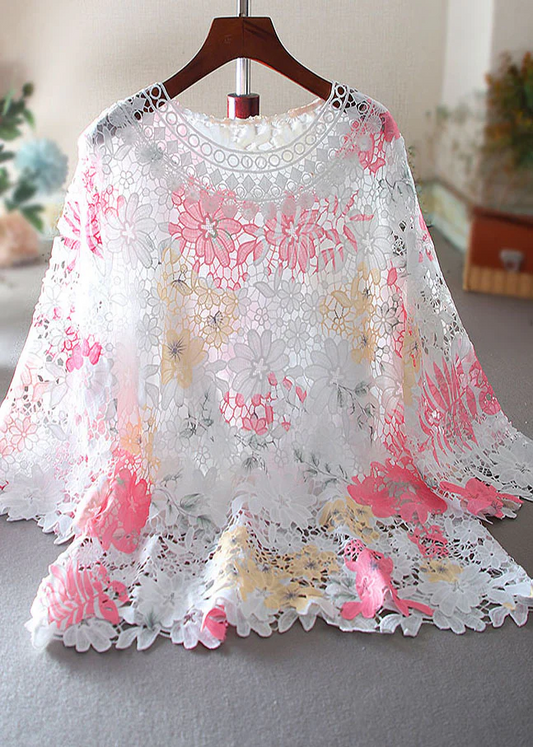 White Embroidered Lace Blouse