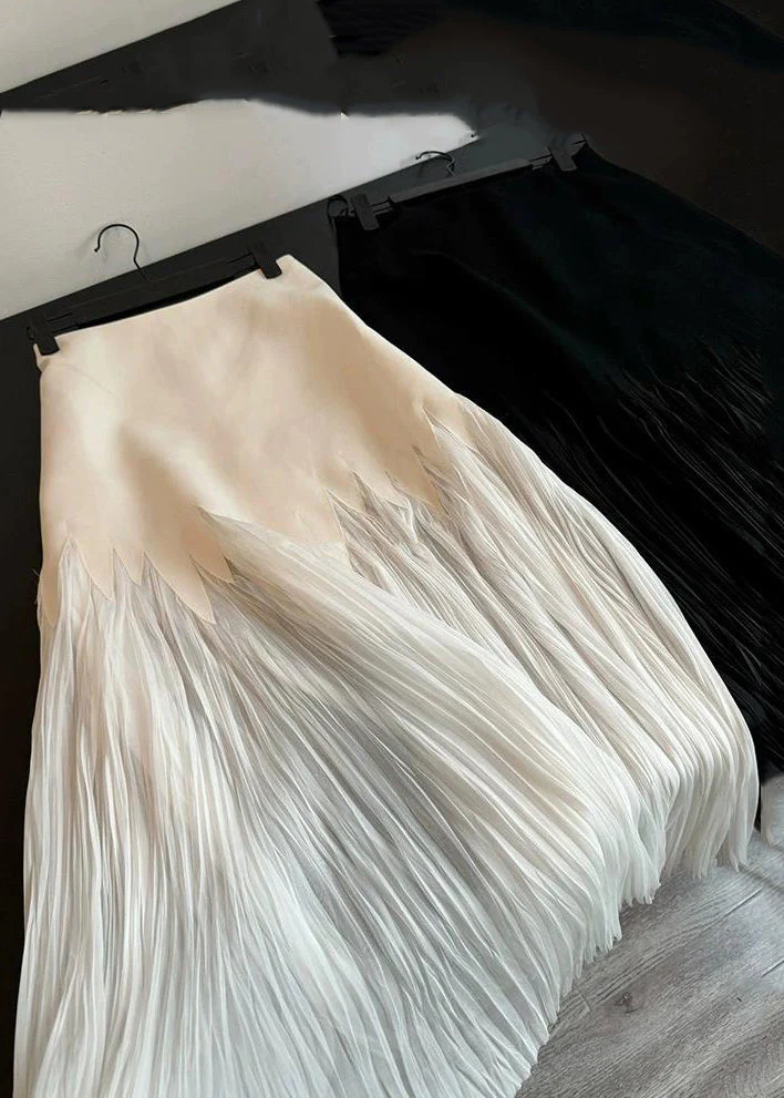 Fashion White Wrinkled High Waist Pleated Skirt Summer Summer