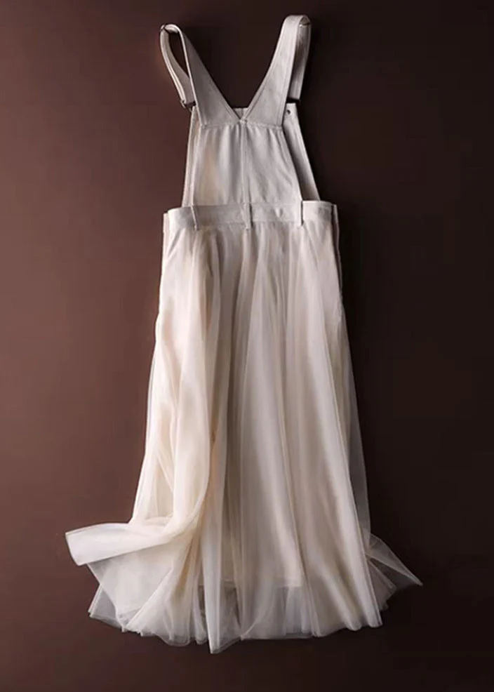 Tulle Patchwork Denim Halter Dress