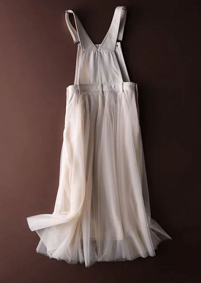 Tulle Patchwork Denim Halter Dress