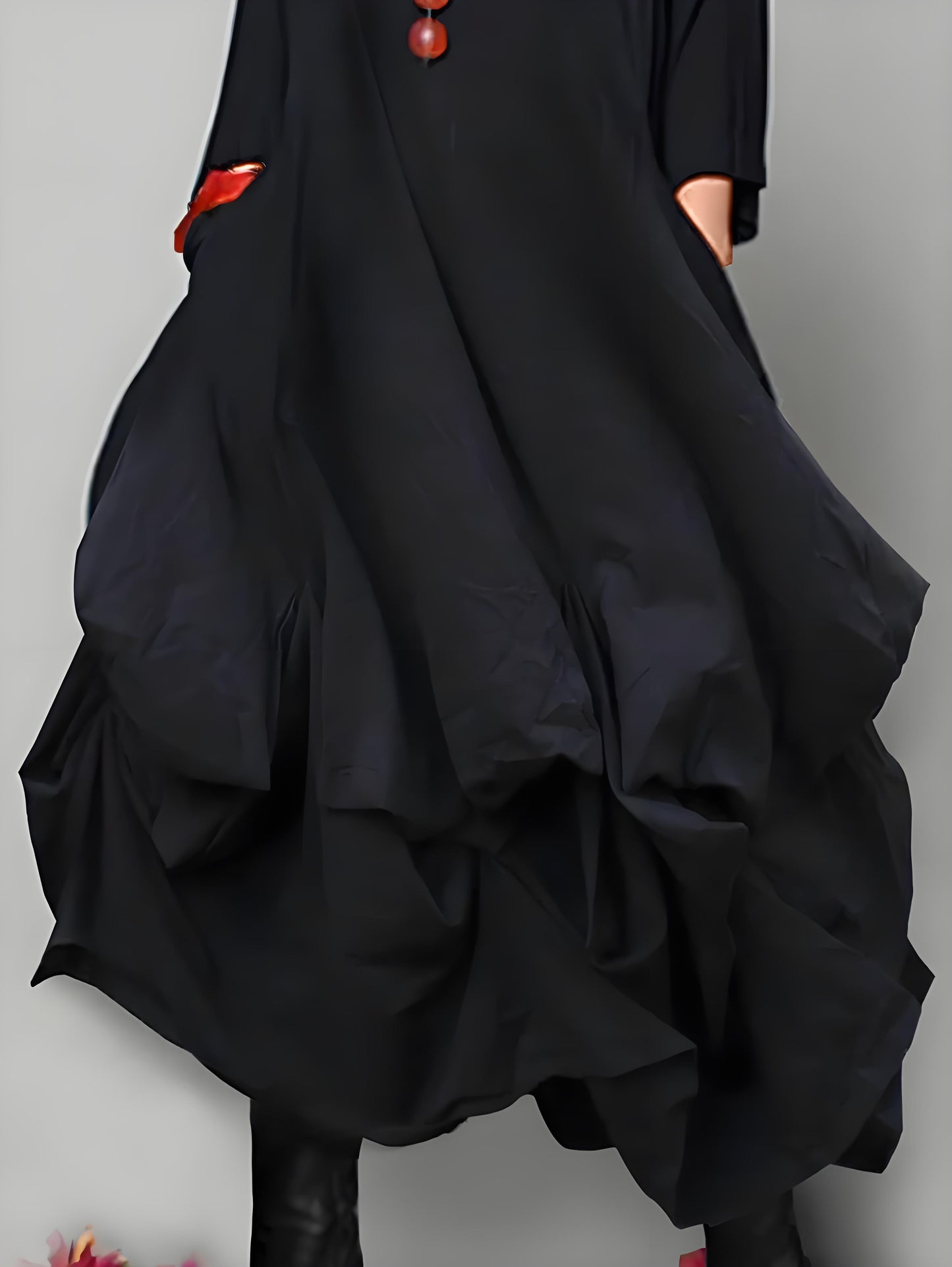 Women's Round Neck Loose Asymmetric Hem Midi Dresses