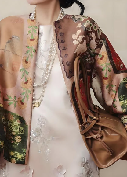 Ladies Chinese Round Collar Printed Cardigan Jacket Spring