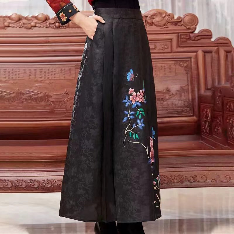 Elegant Printed Floral Pleated Skirt