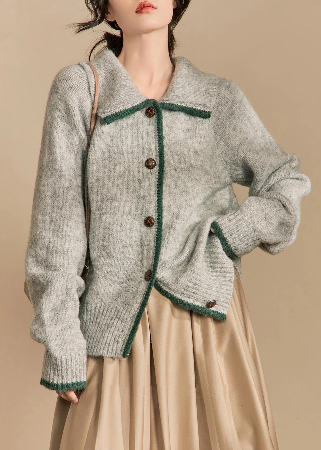Women's Peter Pan Collar Button Knit Cardigan