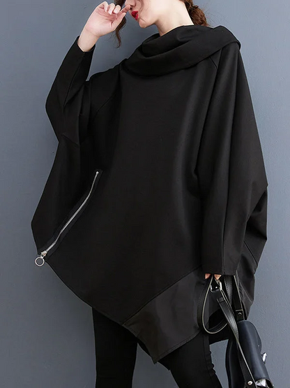 Fashion Loose Irregular Zip Long Sleeve Sweatshirt