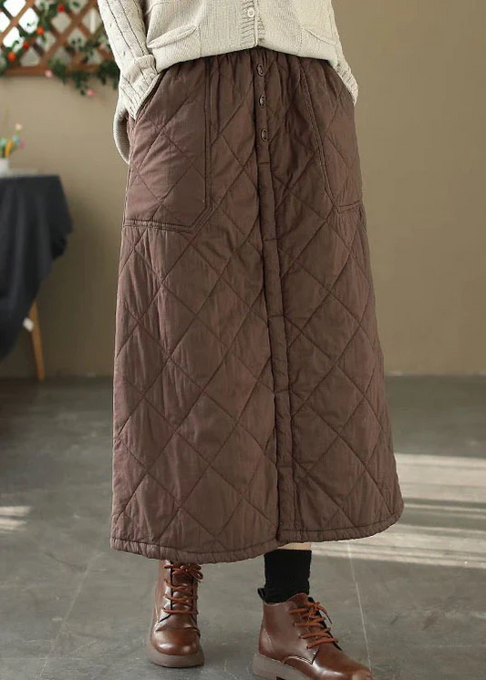 Women's Pocket Elastic Waist Cotton Padded Skirt Winter
