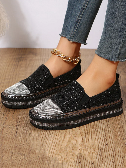 Sequined One-Step Loafers