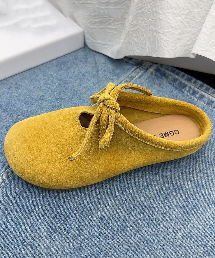 Women's Suede Patchwork Lace-Up Slippers