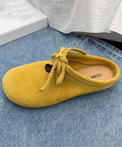 Women's Suede Patchwork Lace-Up Slippers