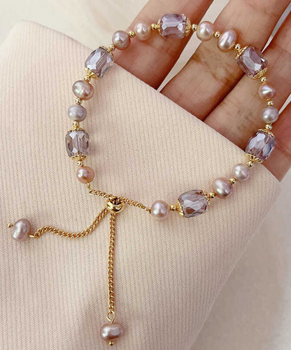 Women's Sterling Gold Sterling Silver Plated Pearl Charm Bracelet