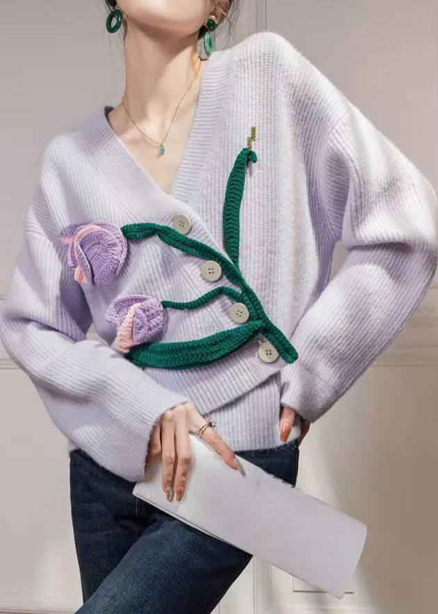 Loose Women's Asymmetric Button Knit Cardigan Winter
