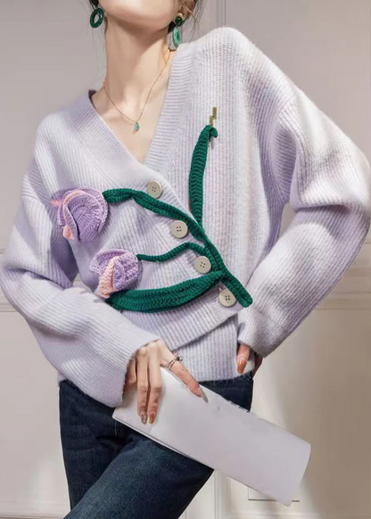 Loose Women's Asymmetric Button Knit Cardigan Winter
