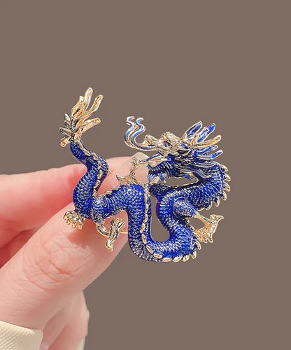 Women's Blue Alloy & Enamel Dragon Brooch