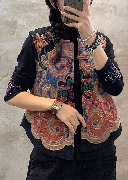 Vintage Embroidered Floral Button Vest
