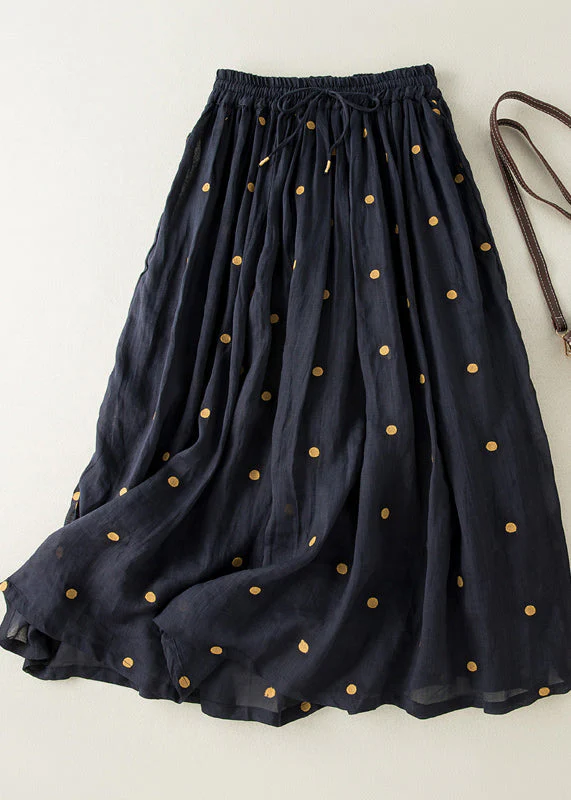 Women's Bohemian Apricot Dot Drawstring Elastic Waist Crinkled Cotton Halter Skirt