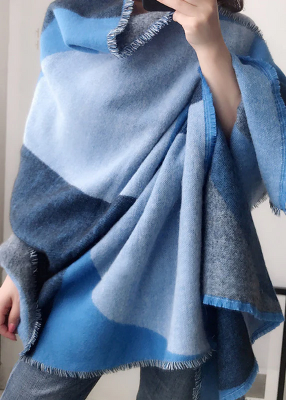 Plaid Tasseled Faux Cashmere Warm Travel Shawl