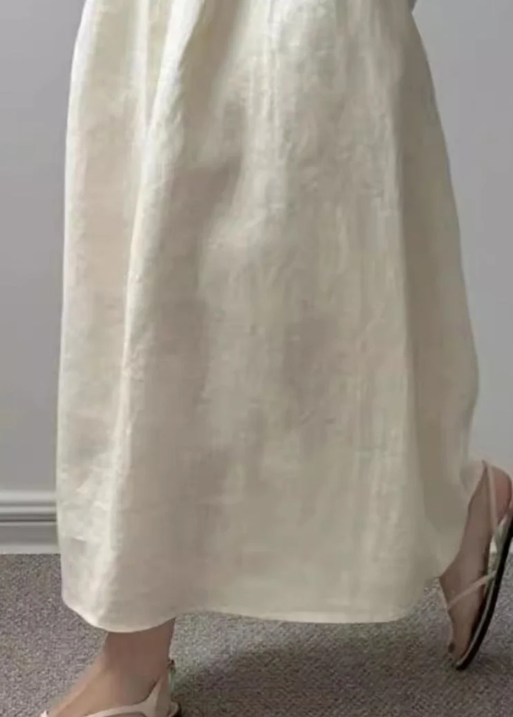 Women's Beige Pocket Solid Color High Waist Half Skirt