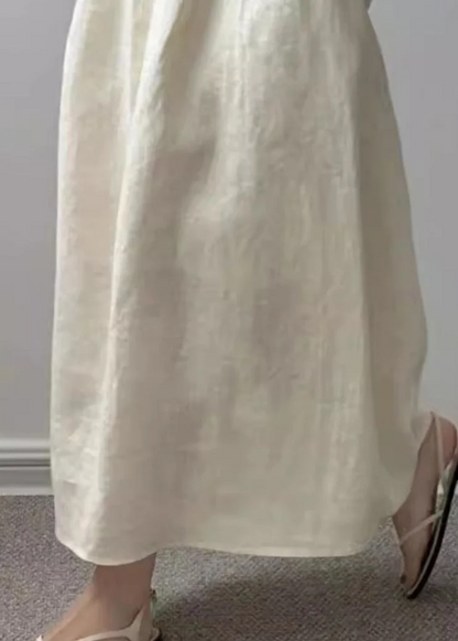 Women's Beige Pocket Solid Color High Waist Half Skirt