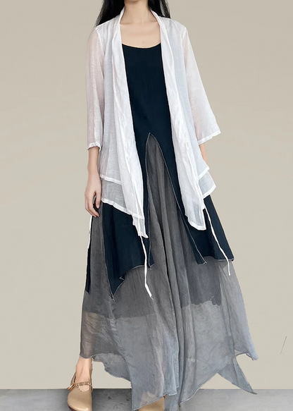 Black Asymmetric Patchwork Patchwork Spaghetti Strap Dress