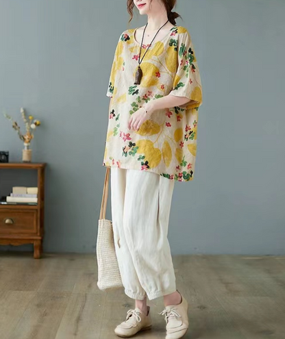 Casual Printed Round Neck Cotton Short Sleeve T-Shirt