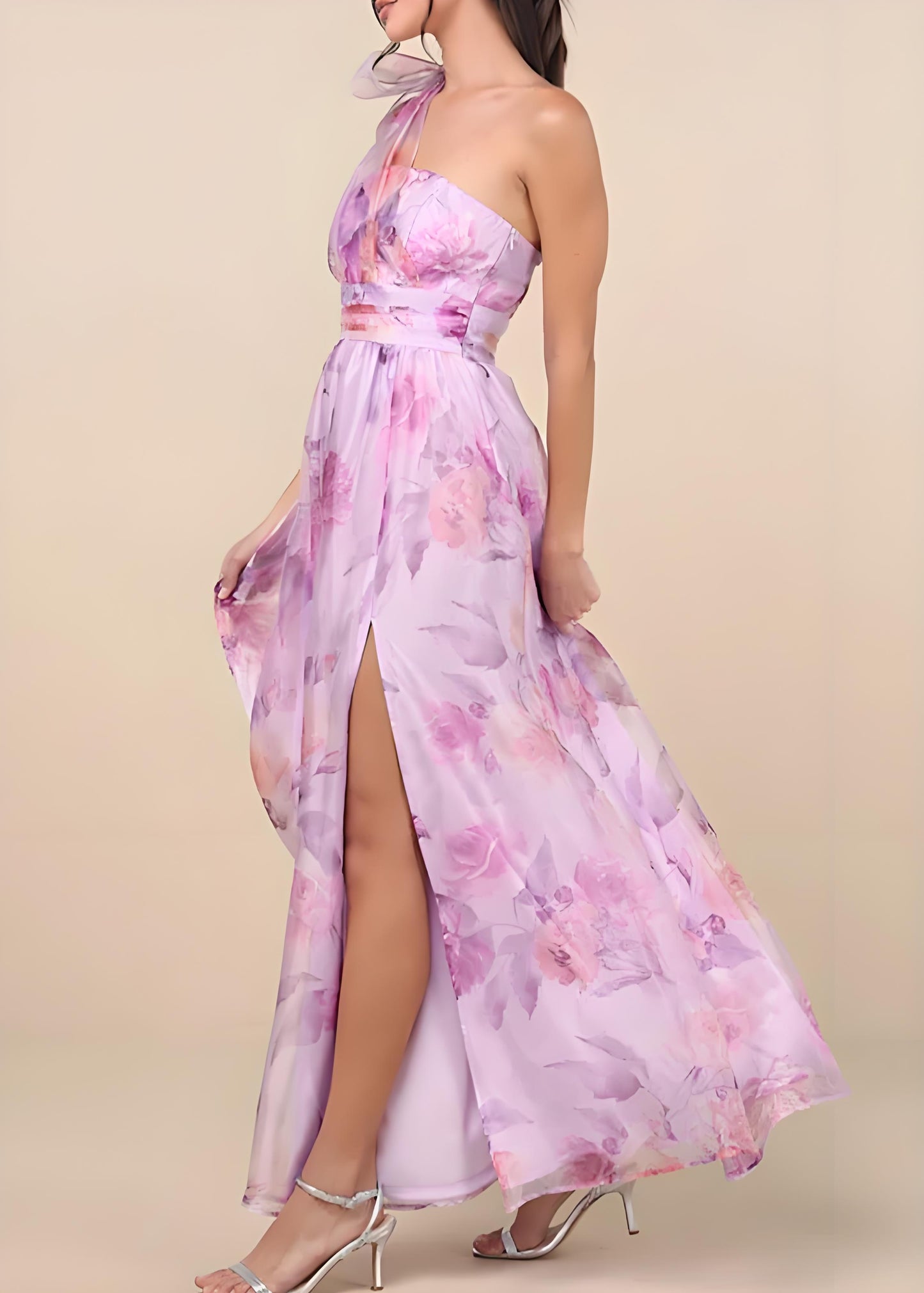 Light Purple Asymmetric Side Split Chiffon Sleeveless Party Dresses Holiday Party Holiday Dresses Dresses Long Dresses