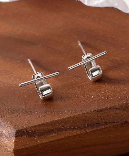 Women's Design Silk Sterling Silver Stud Earrings