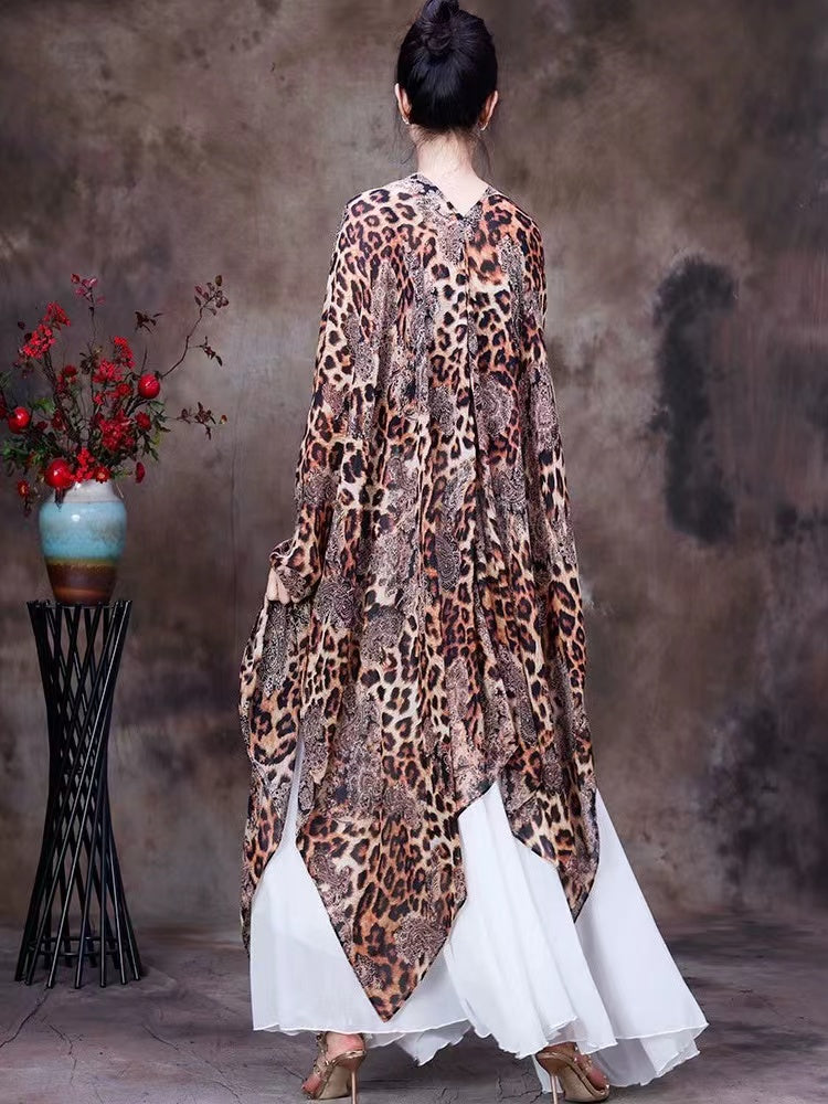Bohemian Asymmetric Printed Chiffon Blouse Top