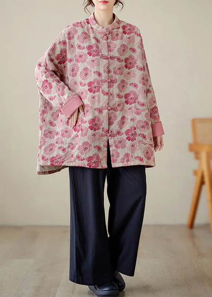 Large Silhouette Printed fFne Cotton Padded  Coat