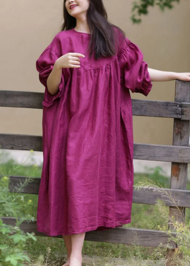 Round Neck Patchwork Ruched Long Sleeve Dress