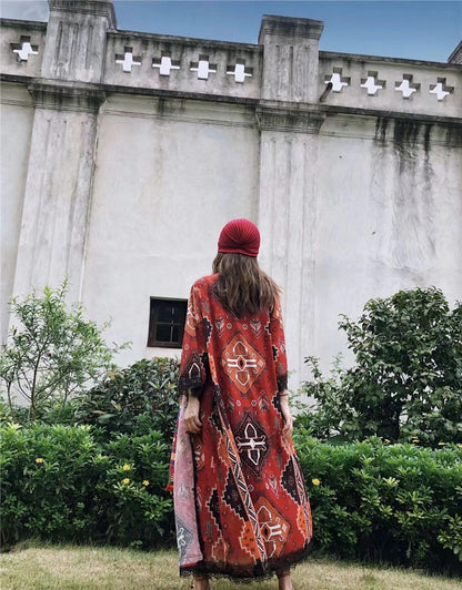 Bohemian Lace Spliced Cardigan Long Jacket