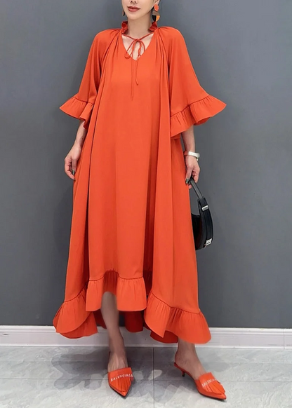 Women's V Neck Vacation Long Dress Flared Sleeve Spring