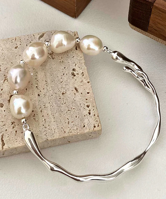 Fashion White Sterling Silver Pearl Bracelet