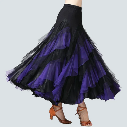 Italian Blue Pleated Patchwork Elastic Waist Tulle Halter Skirt