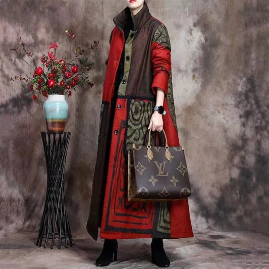 Printed Pocket Thickened Cotton Jacket
