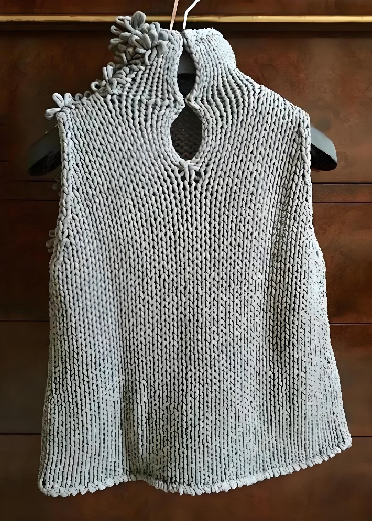 Italian Women's Gray Turtleneck Floral Vest