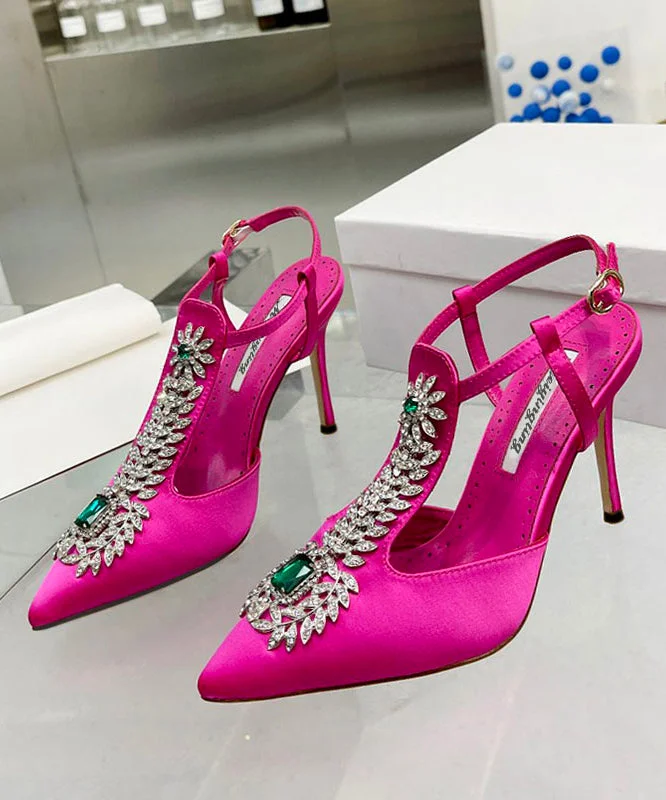 Fashion zirconia boutique splicing fine high heel sandals pointed openwork
