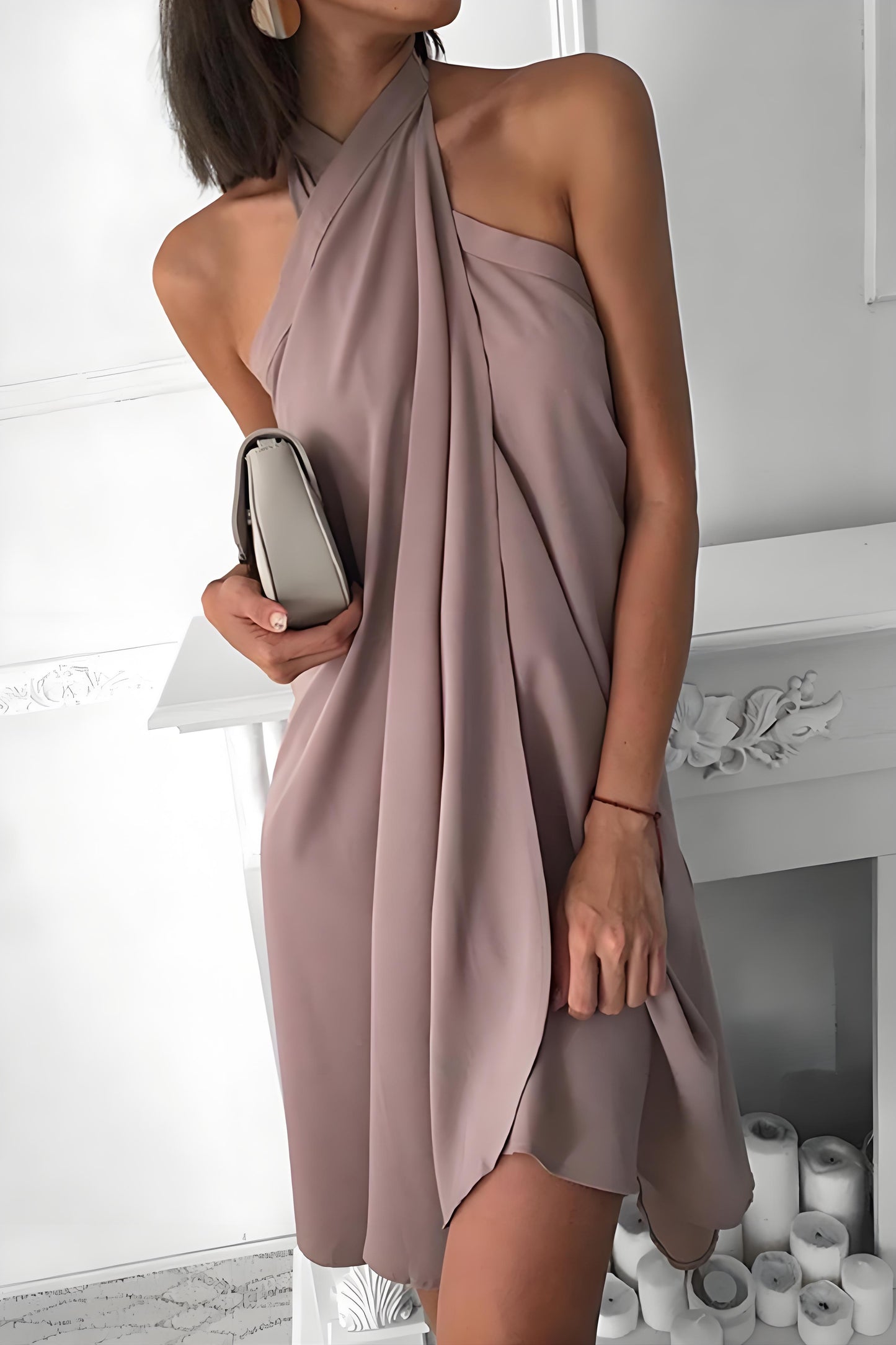 Women's Solid Color Backless Irregular Dresses Holiday Dresses Dresses Short Dresses